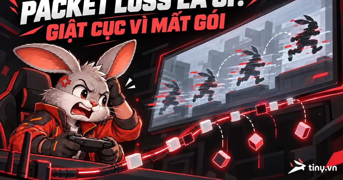 Sơ đồ gói tin truyền từ máy bạn đến server game với hai gói bị rơi, minh họa khái niệm packet loss là gì